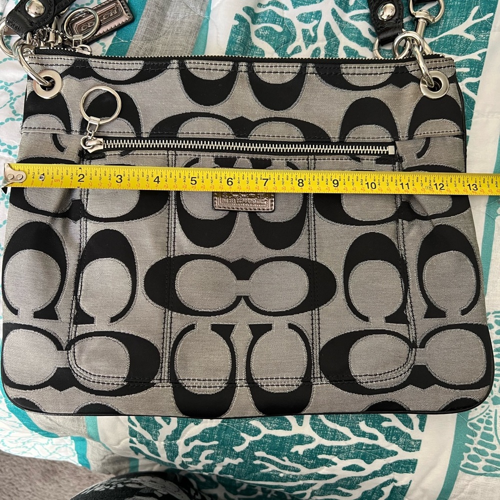 Coach Black and Gray Crossbody Purse or bag with Signature Pattern - Picture 10 of 12